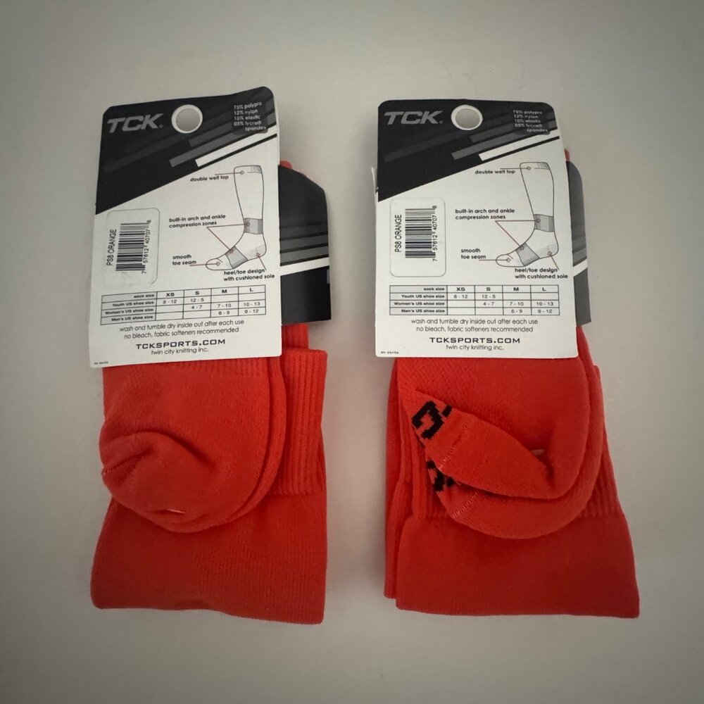 New TCK Soccer Socks Orange Size Medium M 2 pair - Picture 4 of 6